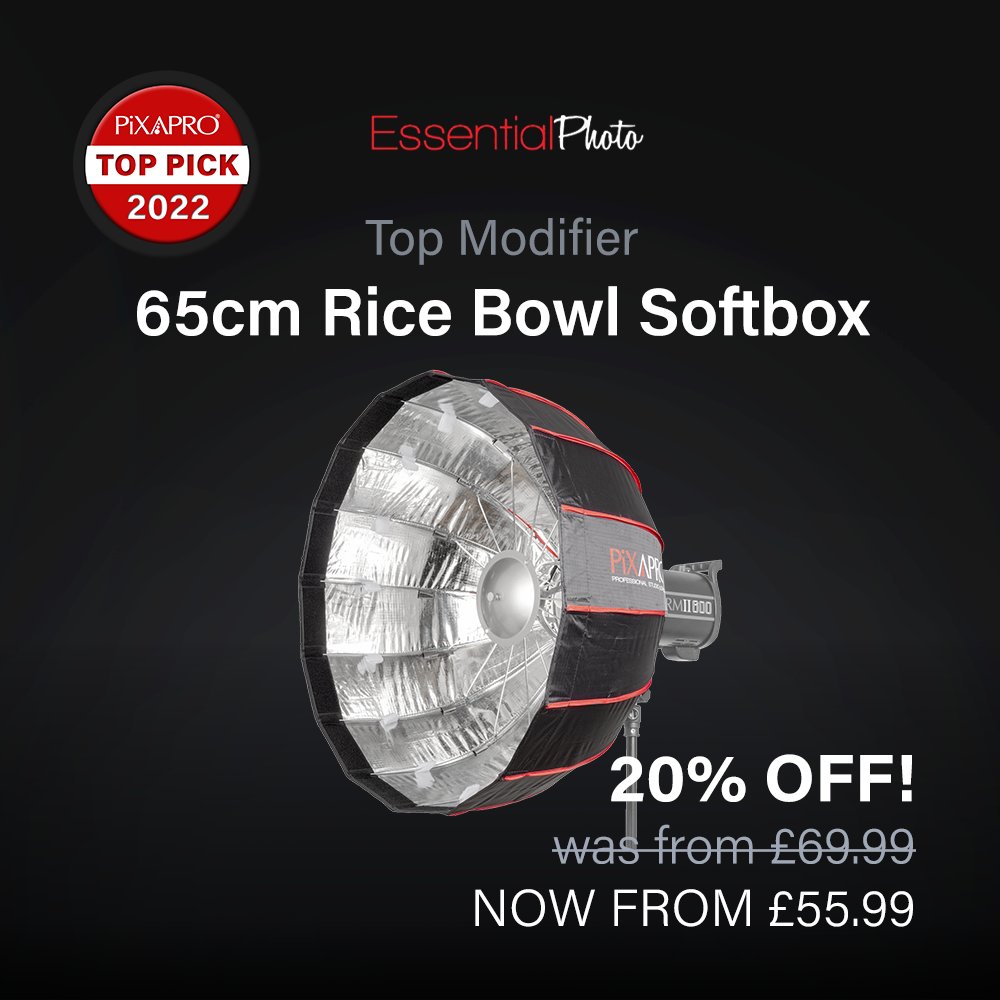 PIXAPRO_UK's tweet image. The popular 65cm Rice Bowl Softbox is now on sale at 20% off until 27.2.23 as voted in our Top Pick 2022 event! Shop now at essentialphoto.co.uk/products/pixap…
#softbox #photography #modifier #photoaccessories #pixapro