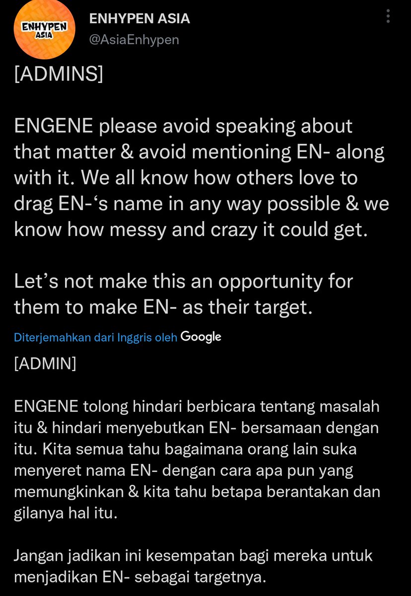 enginafess's tweet photo. -EN NJINAAA UNTUK MLSH YG SEDANG TERJADI (SALAH SATU MEMBER ILAND) JANGAN NGETWIT/KOMEN/QRT KALIMAT YANG MENYERET ENHYPEN KARNA MENGUNDANG 4NTIS, WLPN MREKA SAMA" PERNAH 1 SURVIVAL (MASA LALU) JADI TOLONG DI JAGA YAA KALAU BISA JANGAN IKUT IKUTAN NIMBRUNG [titipan] https://t.co/zEZi6ryUQv