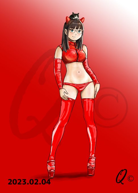 #今月描いた絵を晒そう 
赤エナメル❤️❤️ 