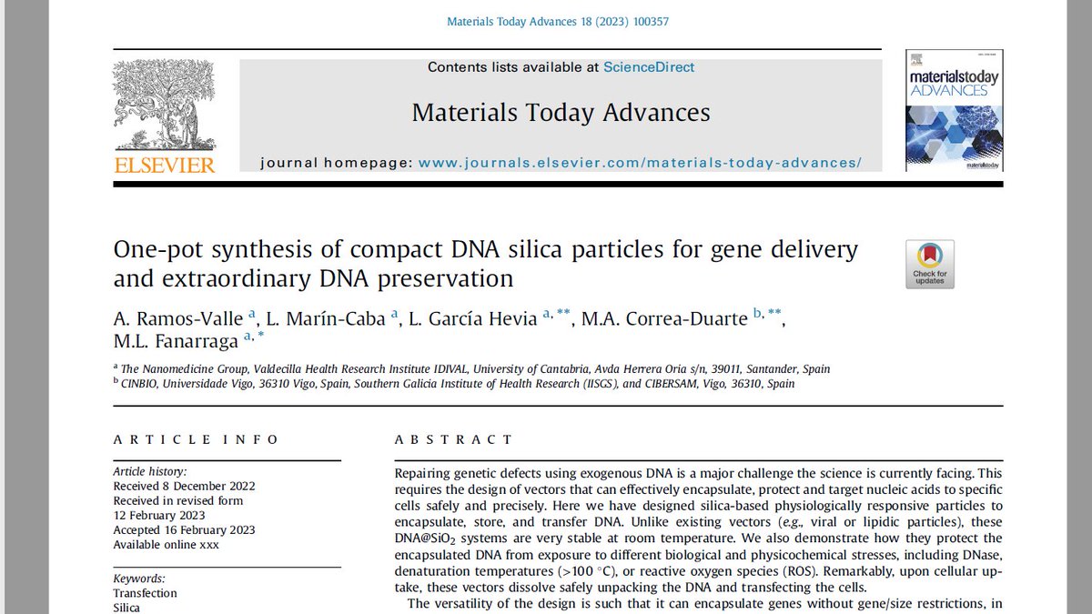 Want to #encapsulate #DNA? 
👉Please have a look at the latest publication of @AndrsRams_  and @Lorena_ghevia  of @NanomedIDIVALUC 
in collaboration with @MACorreaDuarte of @TeamNanoTech at @cinbio_uvigo in @MaterialsToday @IDIVALdecilla  @UCDivulga 👉sciencedirect.com/science/articl…