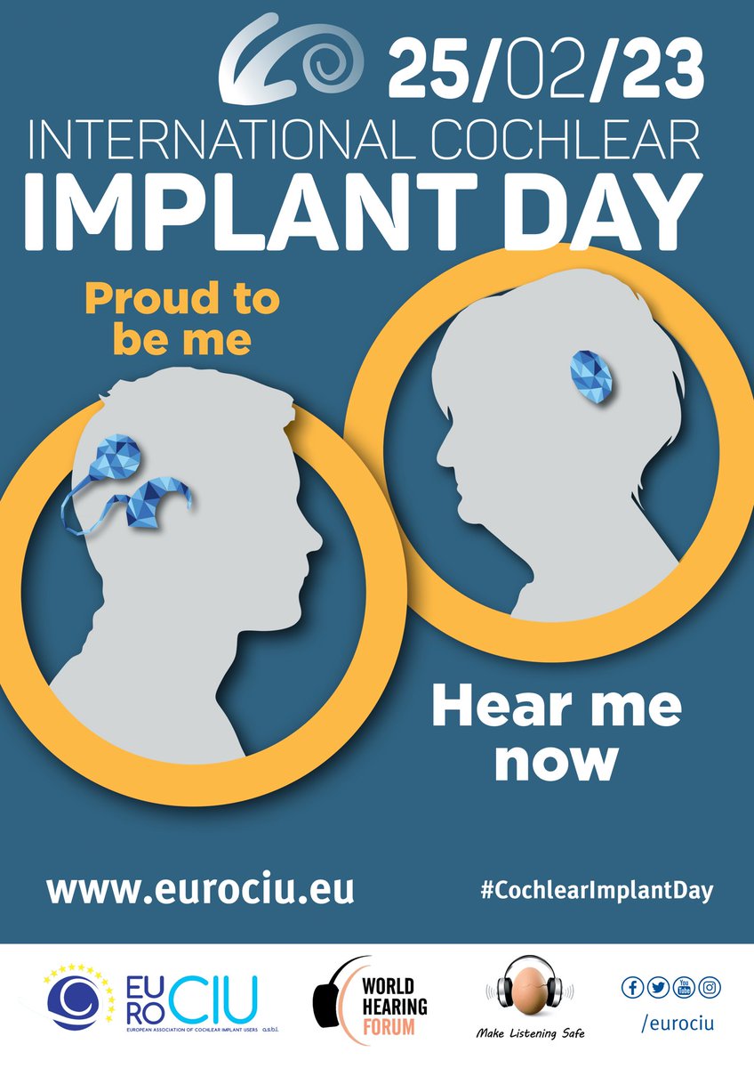 eurociu's tweet image. Happy #CochlearImplantDay @LVaughanJones @_____Tobi @Biyonik_Der @Kuuloliitto @ciicanet @connectwithqais @Rnhrd28 @MyEDF @VlokCi @CICSGroup @NIDCD @OPCI_nl @jnicolai @Robbeenders @MOSAICS_2020 @HLAA @HirvonenSa @BEARS_CI @AlarcosC @ShellyChadha1 @mark_laureyns @EPDHDb @BionicVest