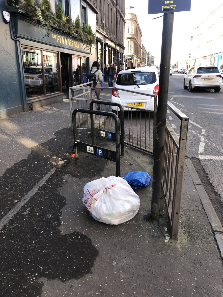 Loads of cones, fly-tipped rubbish &amp; abandoned road signage throughout Argyle St, Finnieston. 

Please could I report this again for action <a href="/MyGlasgowCC/">Glasgow City Council Help</a>, particularly between Tesco and Greggs, and outside The Finnieston? Thanks!