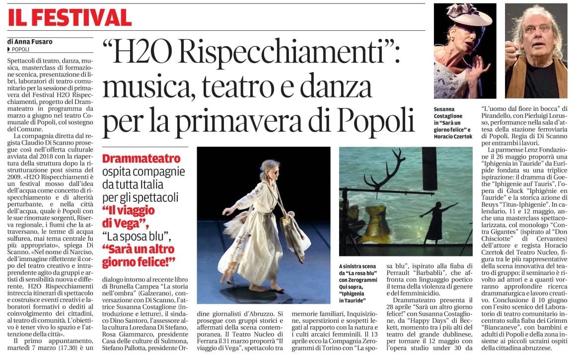 Vi aspettiamo a Popoli (Abruzzo), città dell'Acqua, per la Sessione di Primavera di H20 RISPECCHIAMENTI FESTIVAL 2023!