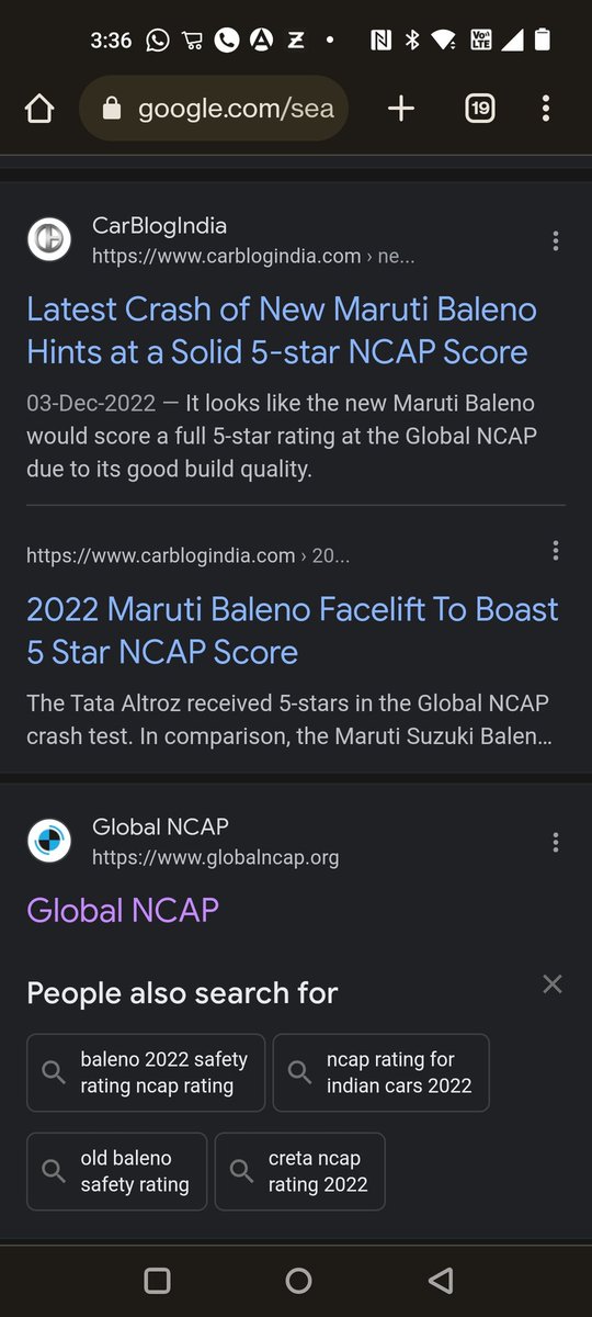 Did a Google search for Baleno NCAP and was shocked to see the search results say 5star. The fine print reads 'going to get 5 star'. Shame on you, Carblog India and 91 wheels, for trying to dupe susceptible readers 🤦‍♂️🤦‍♂️🤦‍♂️