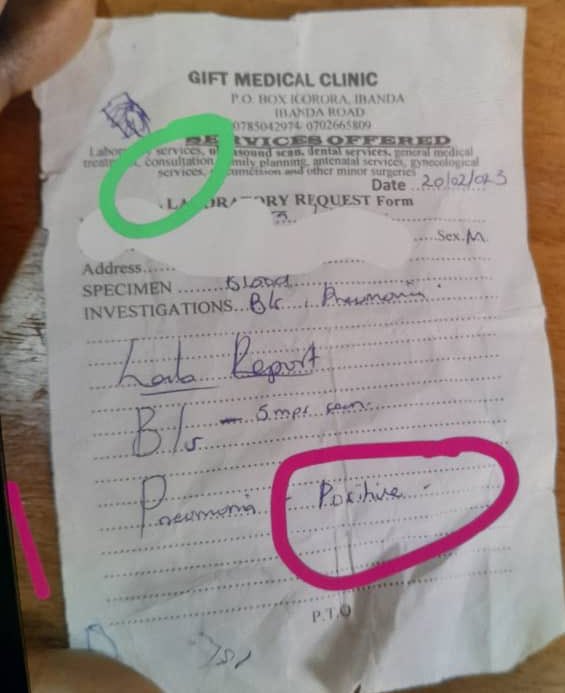 faith_nabushawo's tweet photo. Wait, so pneumonia was comfirmed positive on a lab test! Which test? But who licenses these clinics ? UMDPC say something plz https://t.co/cjSIdU0GxO
