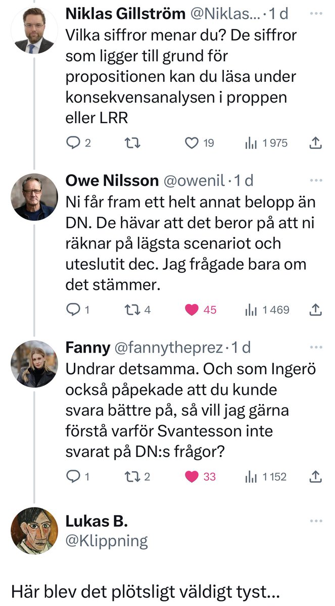 bassebirgersson's tweet photo. När @FinansdepSv pressekreterare @NiklasGillstrom blir svarslös. Otroligt att regeringen inte svarar på frågor. #svpol #blåbrun #dngate @ElisabethSvan https://t.co/KgV8AvSZI2