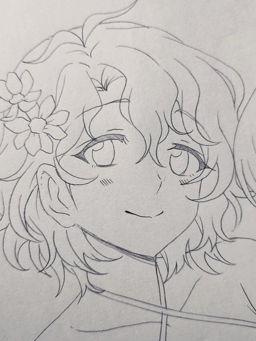 原稿全然進まん🥲これはちょっと可愛く描けたようなそうでもないような風花さん✎ 