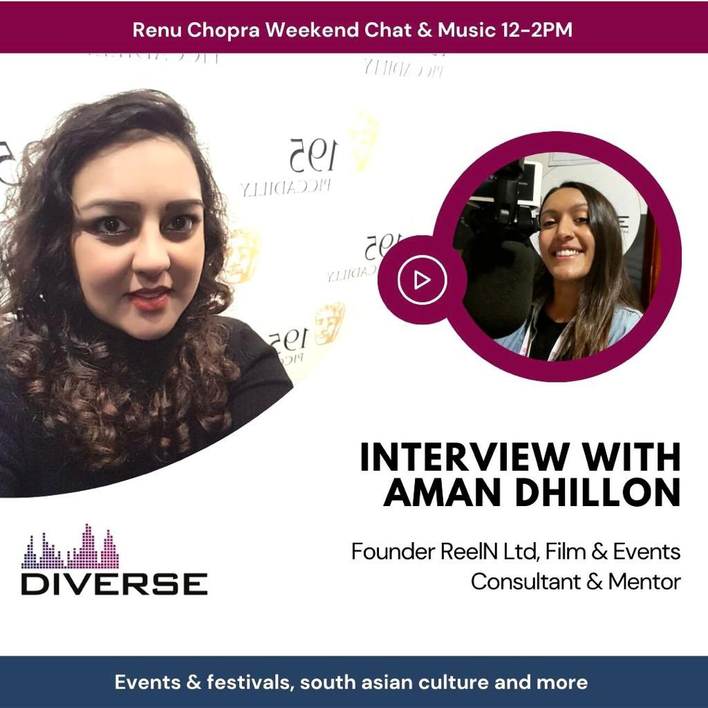 Join @ren_chopra this afternoon 12-2pm as she’s in conversation with @aman_kdhillon discussing events in the local area, south Asian culture and her company @reeln_uk 

Sat 26th Feb: 12-2pm
