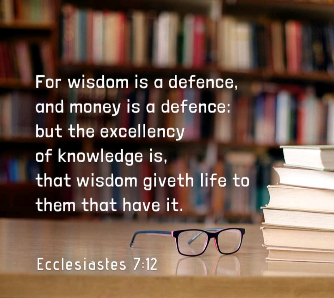 ToddTrotter3's tweet photo. For wisdom is a defence, and money is a defence: but the excellency of knowledge is, that wisdom giveth life to them that have it.
Ecclesiastes 7:12 https://t.co/kAYc1ZA1KN