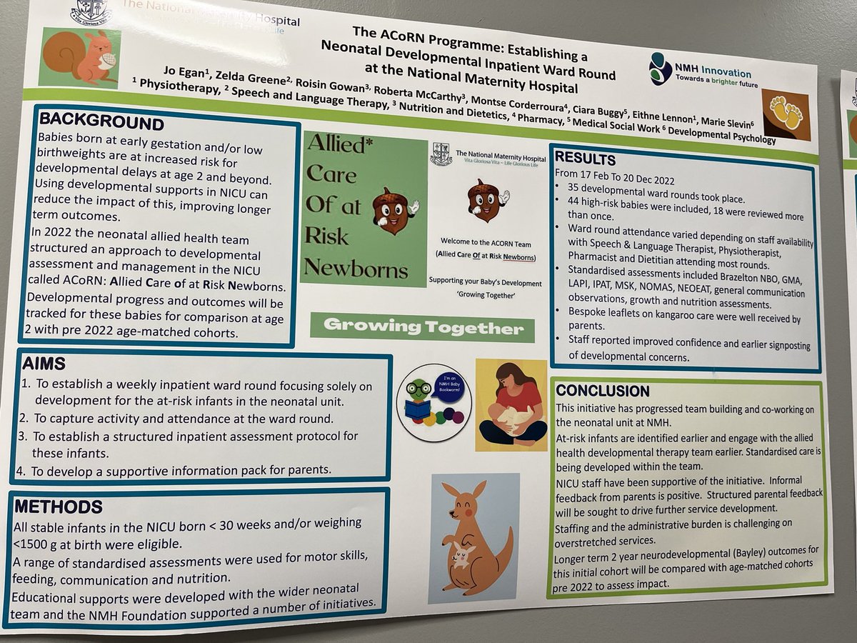 Well done @NMH RISE research innovation, #ACoRN Developmental Round included! dev round includes ACoRN team +medical, nursing, family input =plans, cares, environment, interventions=Goals -neuro protection, empowerment, safety, development, sensory motor organisation-U8 super⭐️s