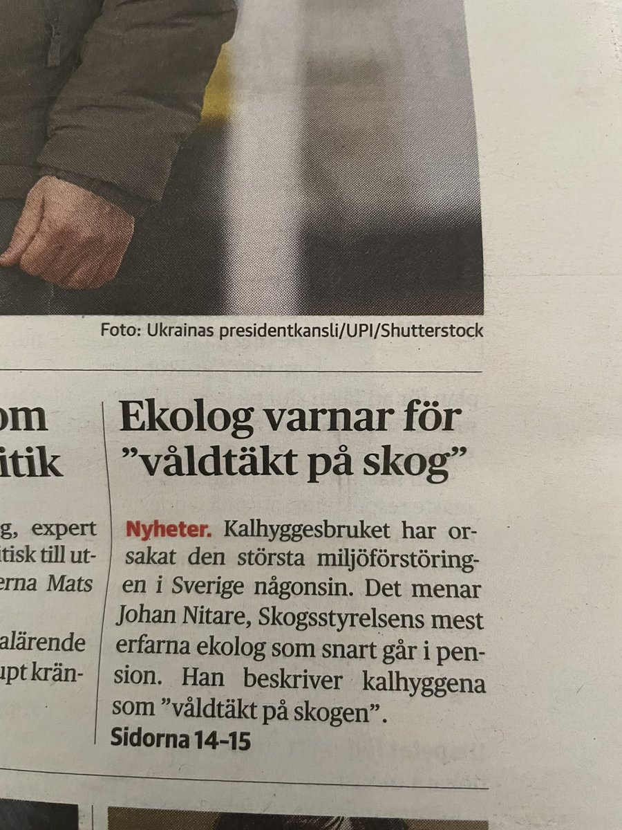 En artikel ur DNs papperstidning idag den 25/2 2023 som av någon anledning inte finns digitalt. Rubriken: Larm inifrån: ”Skogsbruket inte hållbart.