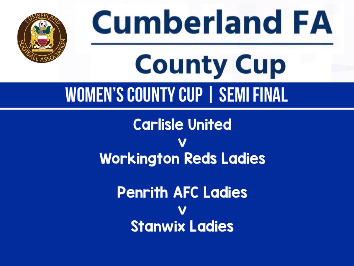 TownWomenFC's tweet photo. 𝗖𝘂𝗺𝗯𝗲𝗿𝗹𝗮𝗻𝗱 𝗖𝘂𝗽 𝗪𝗼𝗺𝗲𝗻’𝘀 𝗦𝗲𝗺𝗶-𝗙𝗶𝗻𝗮𝗹 🏆

We have been drawn AWAY to @CUFCLadies in the Semi-Final of the Women’s County Cup.

Tie to be played 𝗦𝘂𝗻𝗱𝗮𝘆 𝟭𝟵𝘁𝗵 𝗠𝗮𝗿𝗰𝗵, 2PM K.O

#COYR 🔴🔴💪🏼💪🏼 https://t.co/b5RcSmvOwD