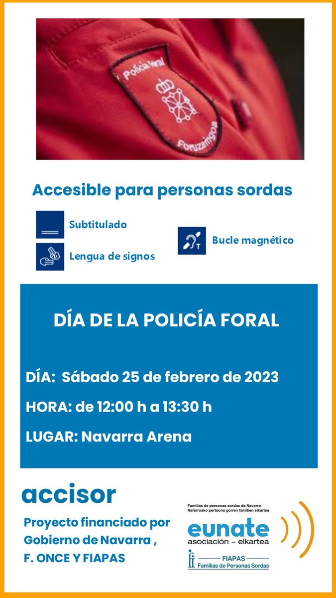 EUNATE_ASOC's tweet photo. Cada vez más actos son accesibles para las personas sordas. Hoy hacemos accesible el acto de celebración del Día de la Policia Foral. @policiaforal_na
#PersonasSordas
#accesibilidad
#subtitulado
#buclemagnetico
#interpretesls
#hablamosdederechos https://t.co/wEIOaBkOK1