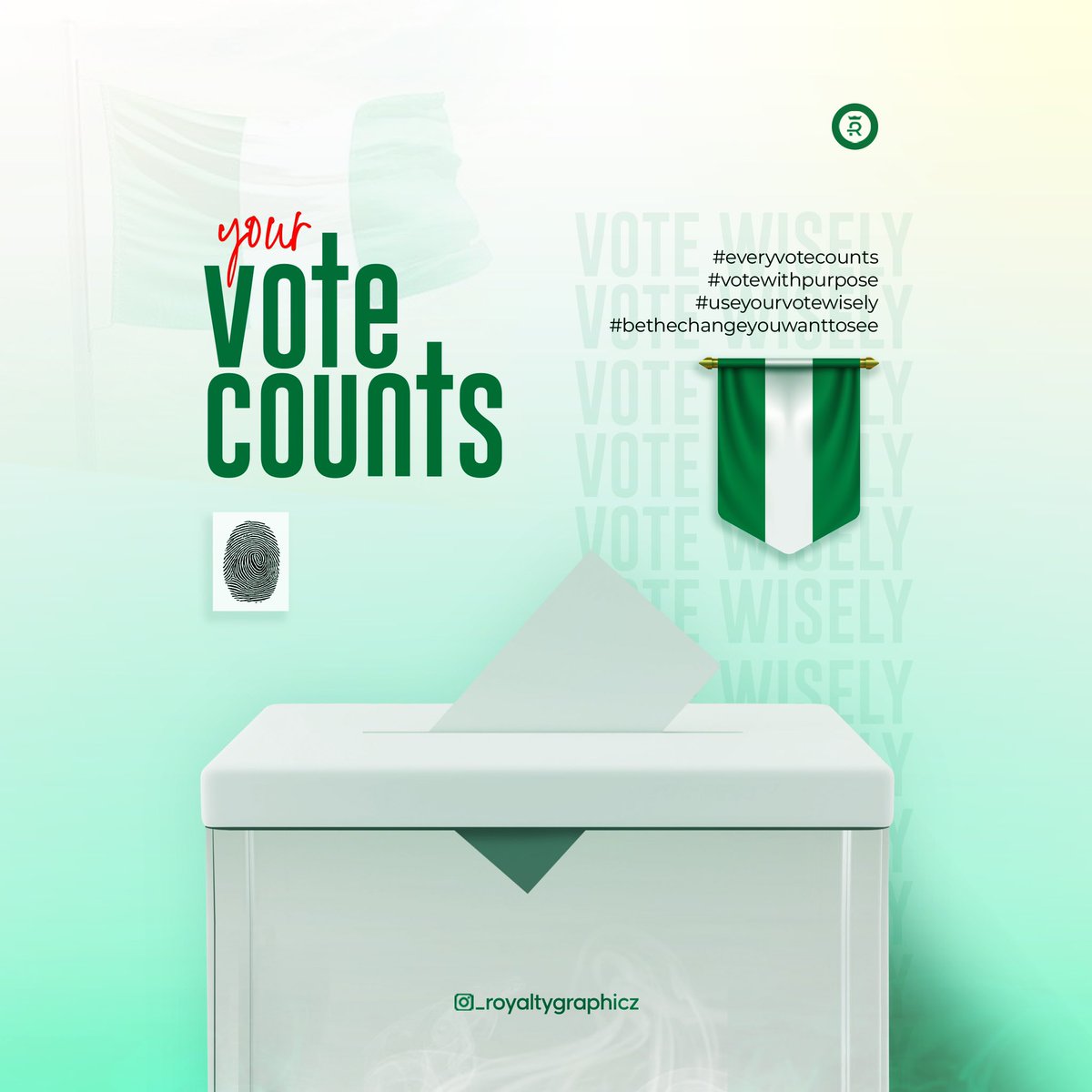 Be the change you want to see. Vote Wisely. 🇳🇬

#NigeriaElection2023 #VoteNigeria #NigeriaDecides #DemocracyInAction #ElectionPreparation #CivicDuty #ElectionAwareness #PoliticalEngagement