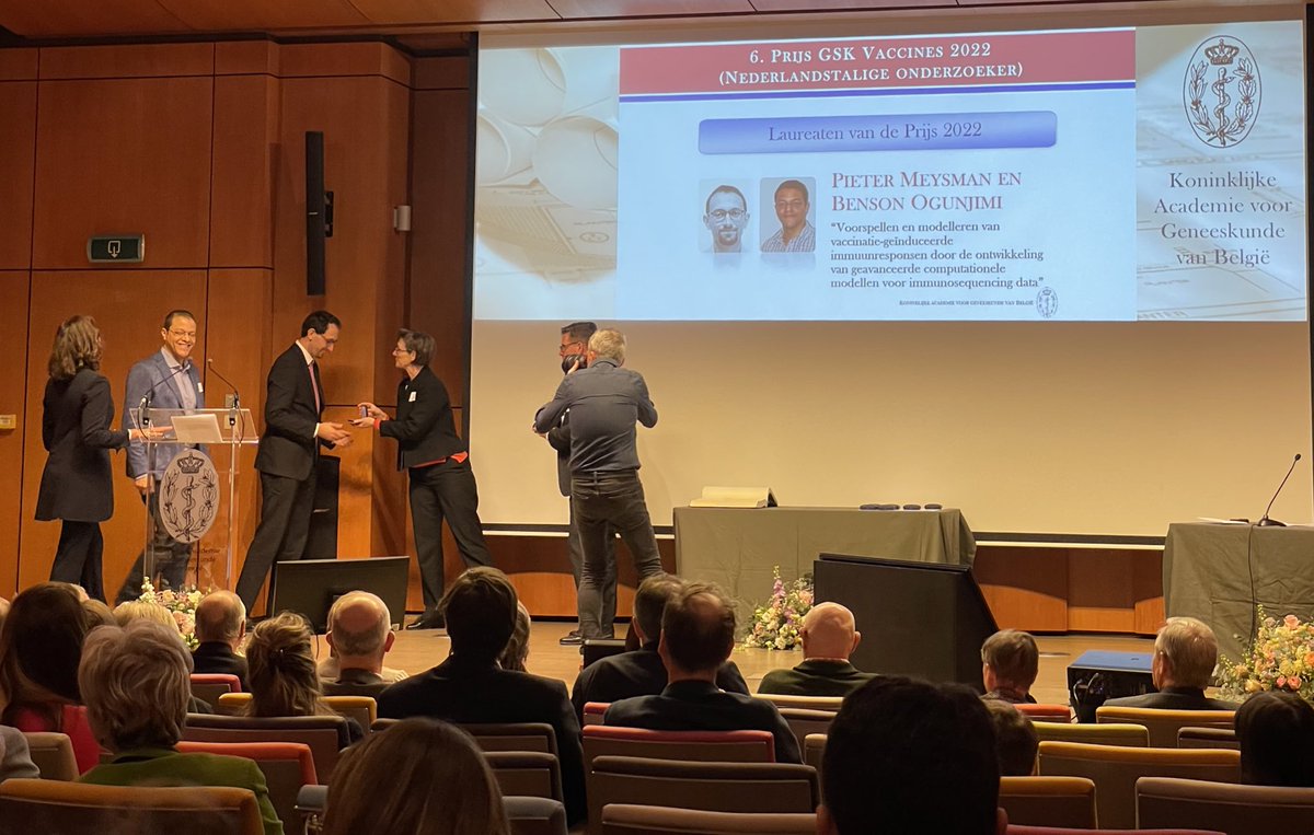 Bart Goethals (@goethals) on Twitter photo Proud of Adrem Data Lab’s Pieter Meysman and his collaborator Benson Ogunjimi for winning the GSK Vaccines 2022 award of the Belgian Royal Academy of Medicine. <a href="/chevaliersf/">Pieter Meysman</a> <a href="/UAntwerpen/">UAntwerpen</a> <a href="/biominaBE/">biomina</a> <a href="/ImmuneWatch/">ImmuneWatch</a> <a href="/KrisLaukens/">Kris Laukens</a> Proud of Adrem Data Lab’s Pieter Meysman and his collaborator Benson Ogunjimi for winning the GSK Vaccines 2022 award of the Belgian Royal Academy of Medicine. <a href="/chevaliersf/">Pieter Meysman</a> <a href="/UAntwerpen/">UAntwerpen</a> <a href="/biominaBE/">biomina</a> <a href="/ImmuneWatch/">ImmuneWatch</a> <a href="/KrisLaukens/">Kris Laukens</a>