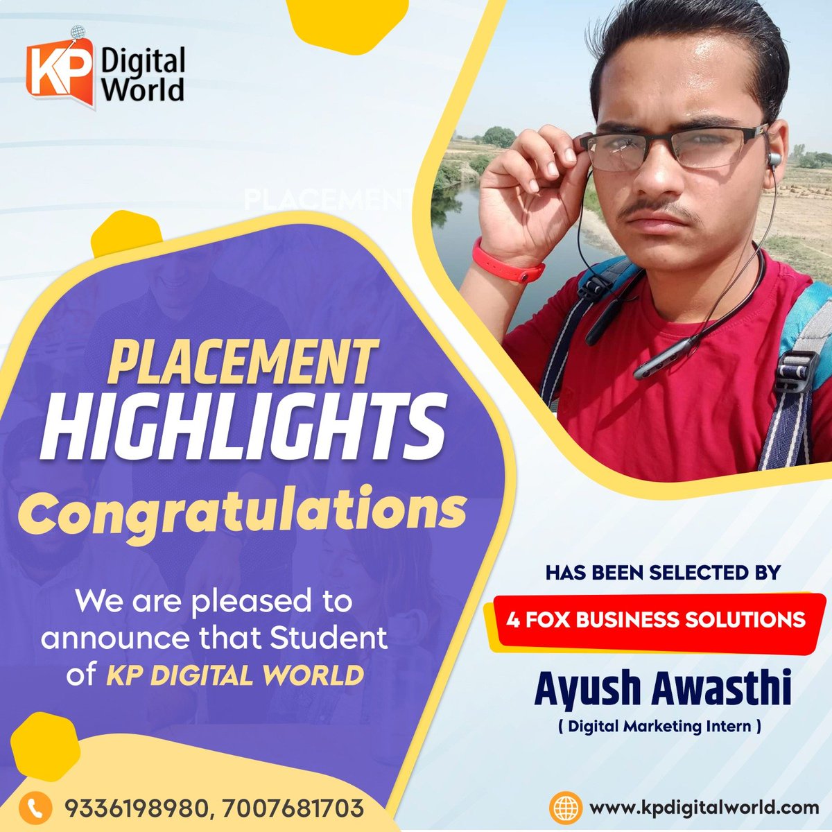 KPDIGITALWORLD's tweet image. Congratulation  We Are Pleased To Announce That The Students Of Kp Digital World Ayush Awasthi 😎 Have Been Selected For The Position Of Digital Marketing Intern At 4 Fox Business Solutions. 🏅

 #getjob #PlacementHighlights #digitalmarketinginternship #placement #picoftheday