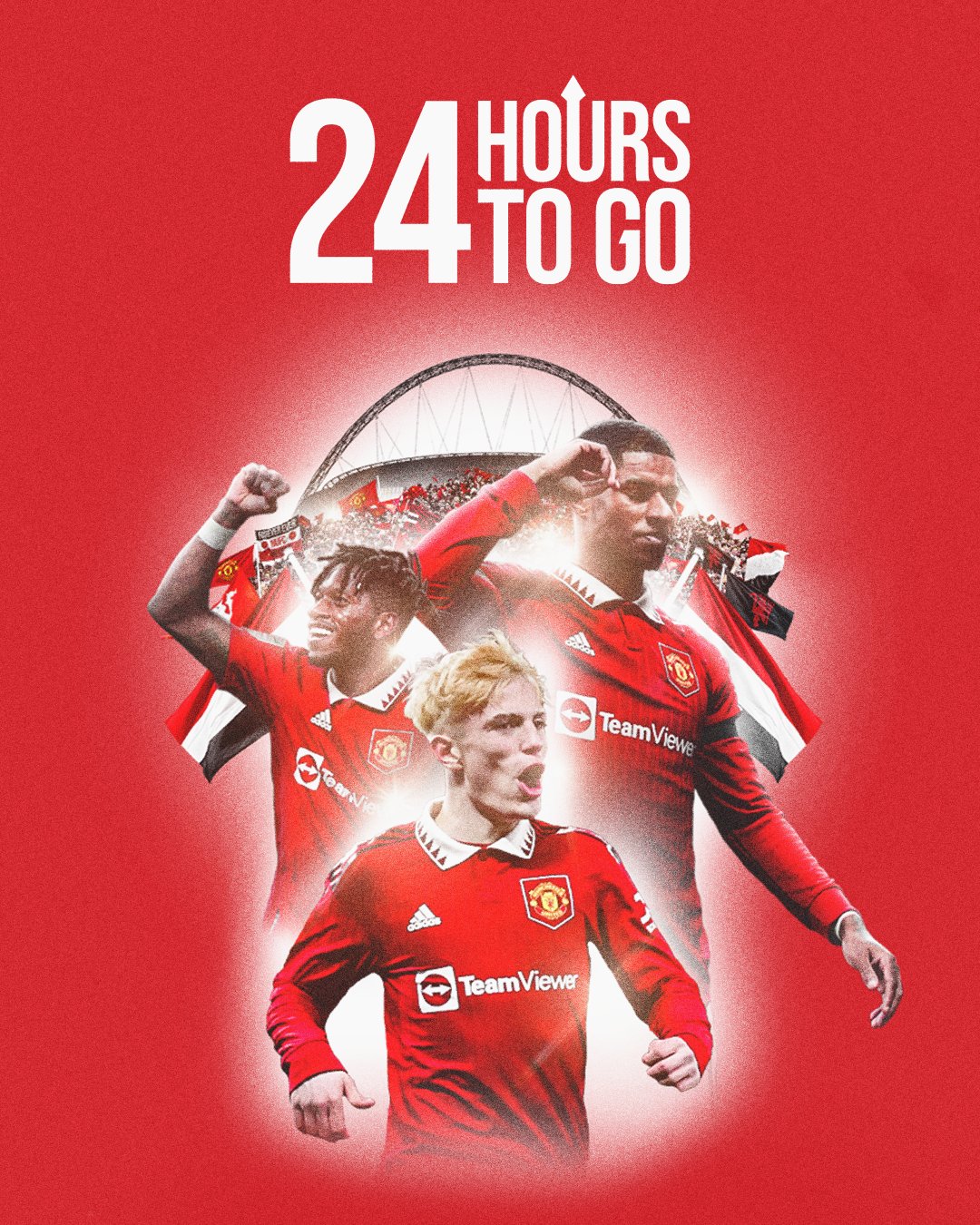Graphic featuring images of United players with the words '24 hours to go'.