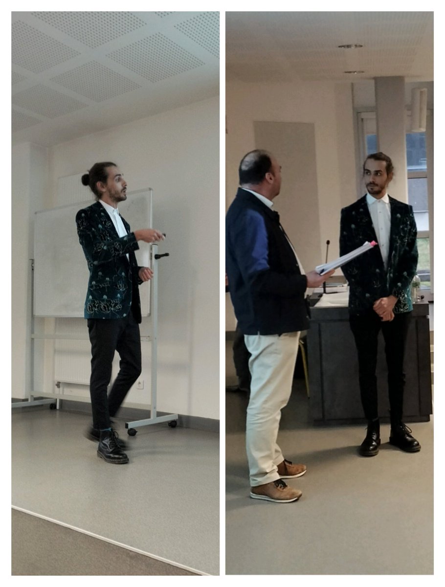 Mayeul_Collot's tweet photo. Congratulation to @SaladinLazare for his PhD defense and for graduating cum laude @unistra π Amazing work on a new photoconversion mechanism DPIC #BrightSwitch funded by @AgenceRecherche, I am very proud of you! Nice jacket by the way π https://t.co/aTcYMEMrCA