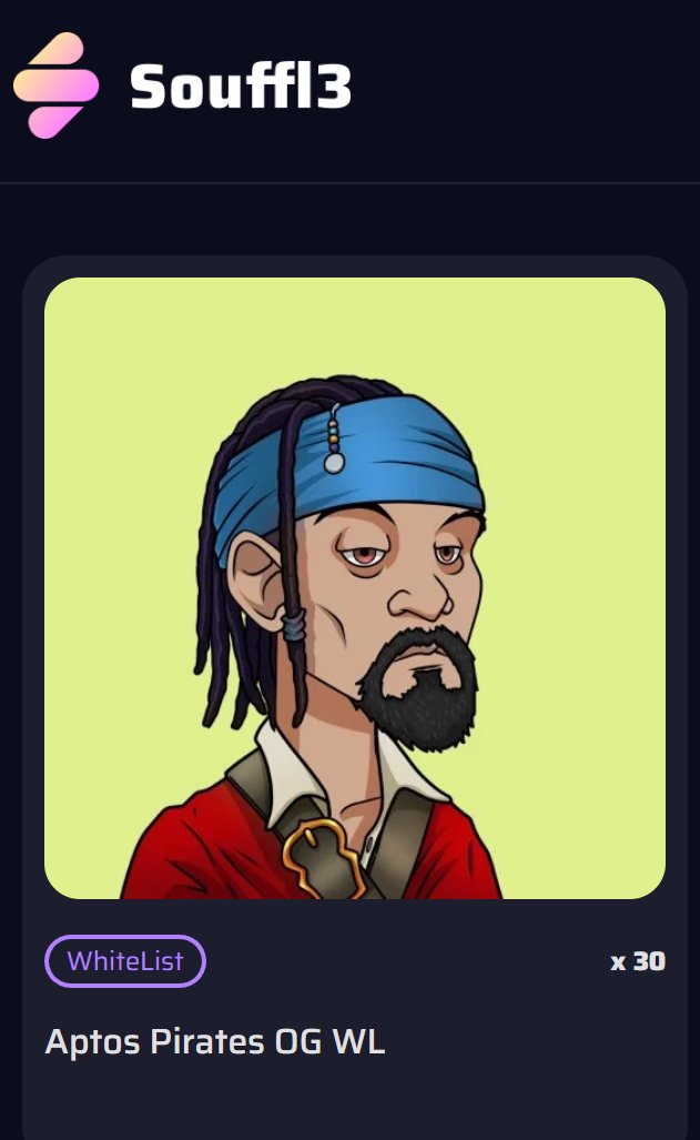 🎂 Now you can get best OG WL spot in Souffl3 Bake Off!
It's time to Bake Pirates!🔥
souffl3.com/bakeoff 
#Souffl3 #NFTs #Aptos #AptosNFT #AptosPirates #bakeoff #whitelist