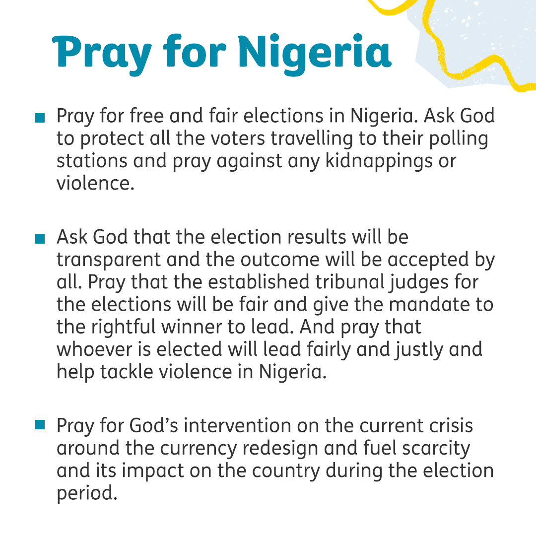 Tearfund's tweet photo. ‘We really welcome your prayers for these elections. We don’t want them to be overshadowed by violence. We are desperate for peace and for Nigeria to flourish.’ – Joseph Aloo, Tearfund Country Director in Nigeria. https://t.co/qV475yepKV