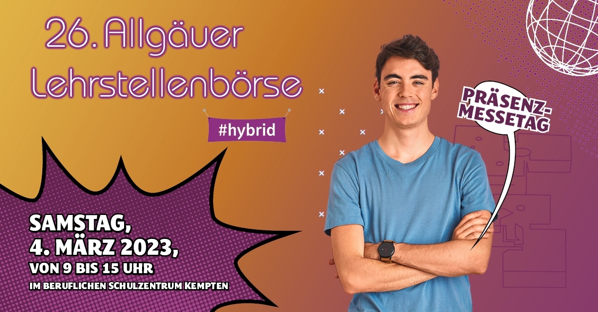 Zukünftige Azubis aufgepasst! Wir sind auf der 26. Allgäuer Lehrstellenbörse - Kommt gerne vorbei, wir freuen uns auf Euch!

Wann: 4. März 2023 von 9-15 Uhr 
Wo: BTZ Kempten  EG - Stand E1

Hier kannst du dich vorab informieren:
go-seitz.de/ausbildung/