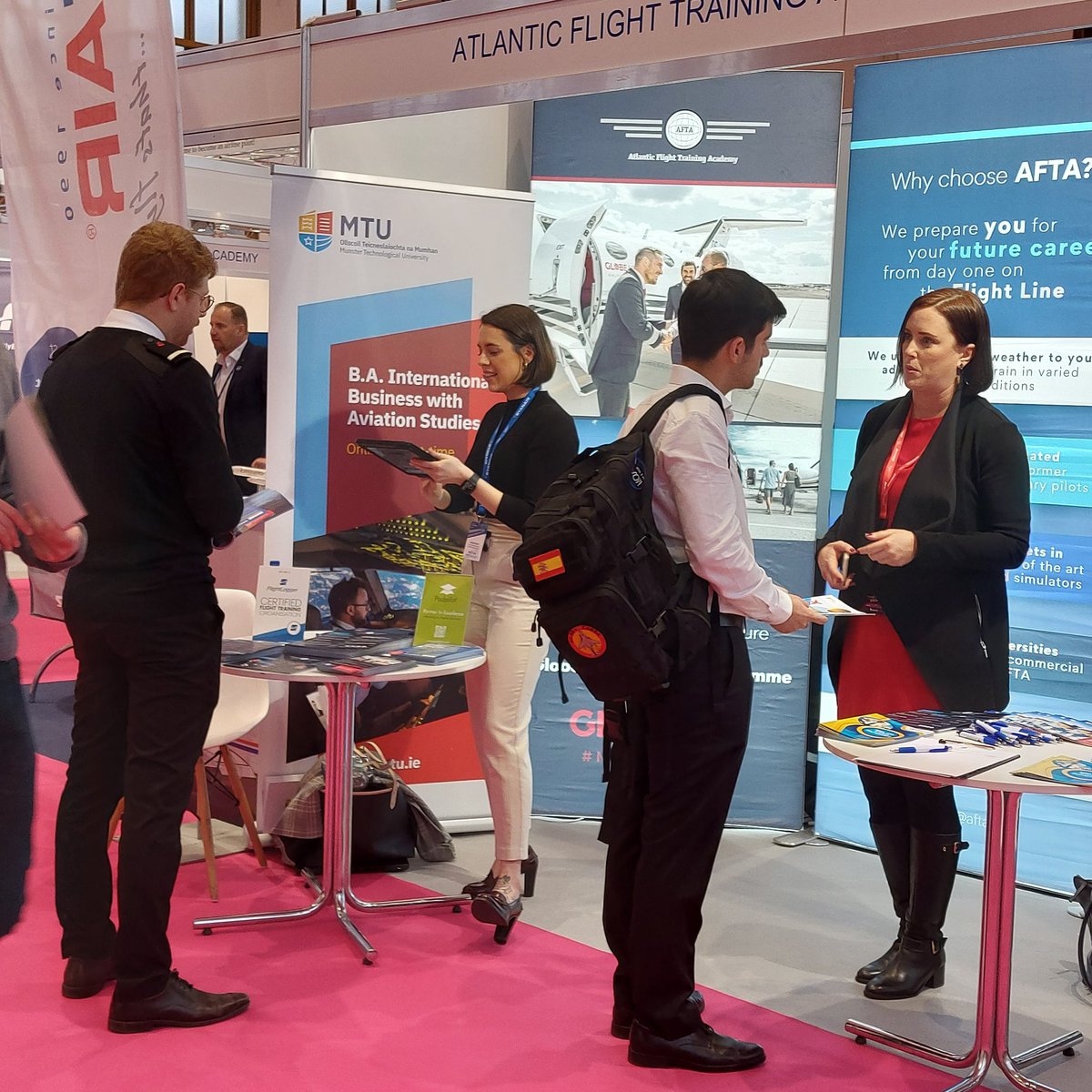 There is great interest in our degree programmes 👩‍🎓 ✈ at today's #PilotExpo2023 in the @MesseBerlin with @AtlanticFlight.

Stop by for a chat with @MTU_ie Programme Director, Ríona Flood and team.🤝