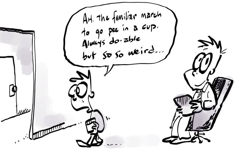 drmaypole's tweet photo. Sometimes it is important we (on the #healthcare side) remember that the things asked of #patients during an encounter are not #normal in the real world. Better explanations? Giving a heads up? These are ways to make it all easier. #patientexperience #graphicmedicine #Peetime https://t.co/yGVwNq4o2A