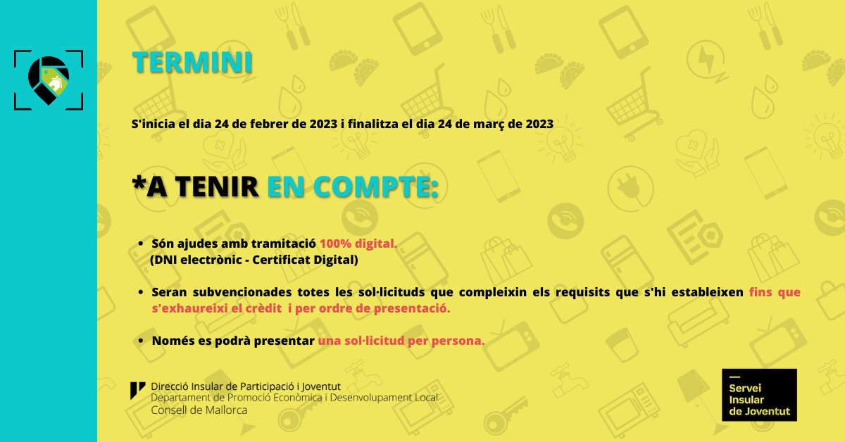 El Servei de Joventut posa en marxa la concessió d'ajudes econòmiques de 1.200 euros per afavorir el procés d’emancipació de les persones joves de Mallorca.