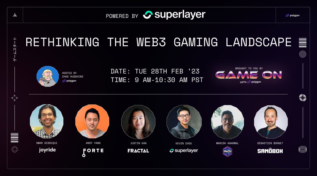 0xPolygonEco's tweet photo. 🚨 AMA ALERT 🚨 
Join us as we host an ALL-STAR panel to discuss the Web3 gaming landscape and,

- Lessons learned about Web3 gaming
- What's in store for '23
- Gaming in Web2 vs Web3
- Building a Web3 gaming project

Set reminders here 💫
https://t.co/CvILnBNs1j https://t.co/O3M6hfAHTu