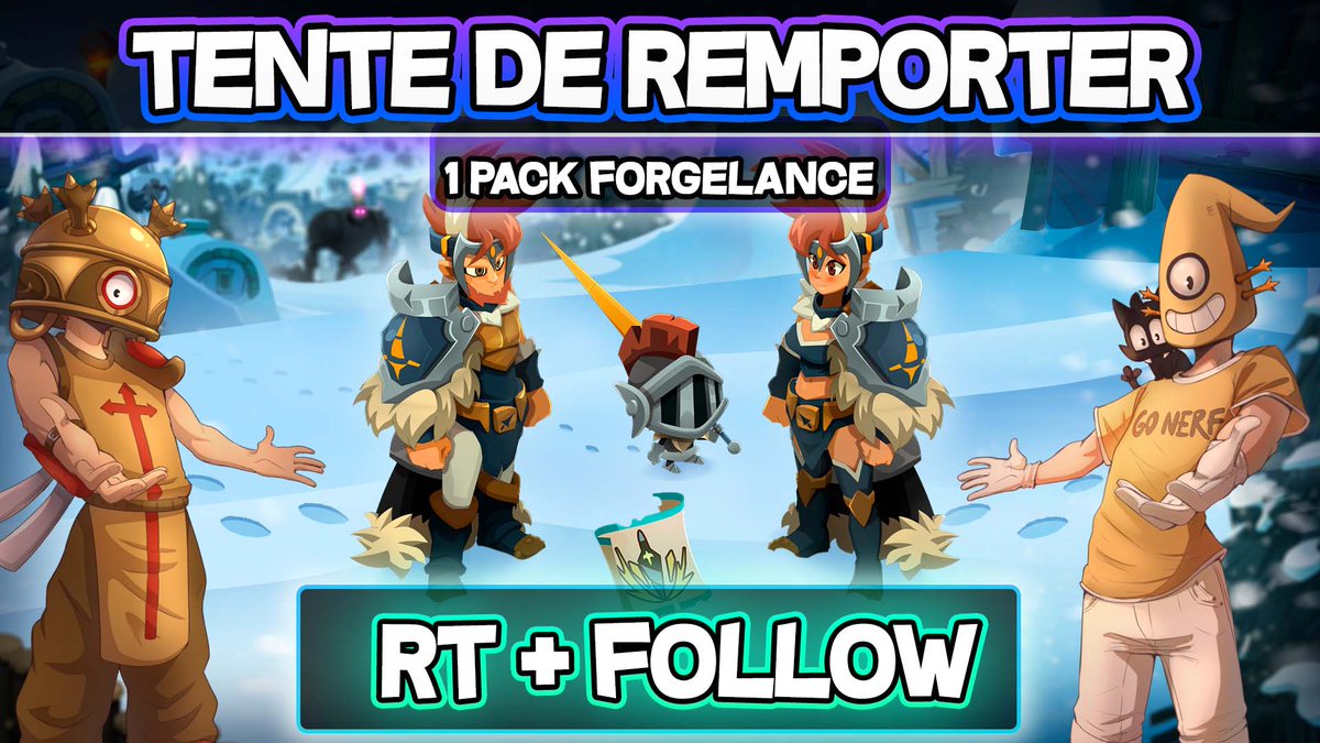 🎁 GIVEAWAY 🎁

Obtenez une nouvelle armure avec le pack forgelance ! Sans oublier son familier blindé ! 🛡

Pour participer : RT + Follow 🔁+❤ 
<a href="/Timtoobias/">Tim</a>

🕐TAS dans une semaine, le Dimanche 05/03

Merci à Ankama pour le concours ! 

🍀Bonne chance à tous !