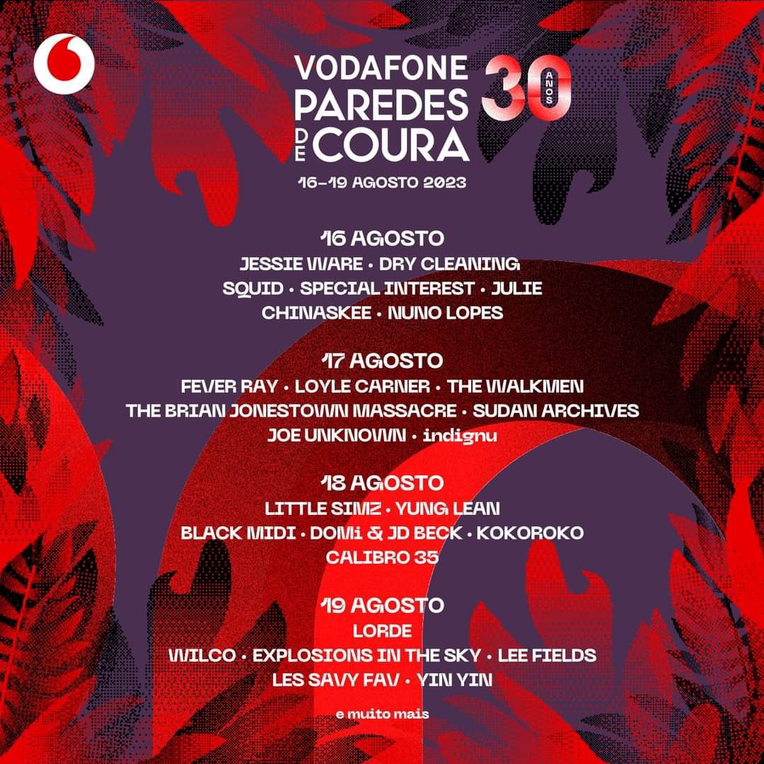 O cartaz da edição de 2023 do Vodafone Paredes de Coura, por agora: