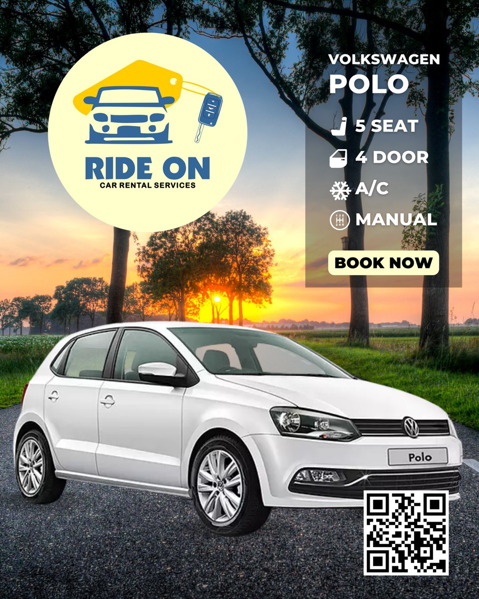 Travel hassle-free only on RideOn rental cars. contact us now for more inquiry 

#travelling #tourism #rentalcar #luxurycar #roadtrip #hirecar #polo #polocar #volkswagen #volkswagenpolo #familycar #carsforyou #cardriver #BestCars #carlover #carlow #lowcost #holidayplans