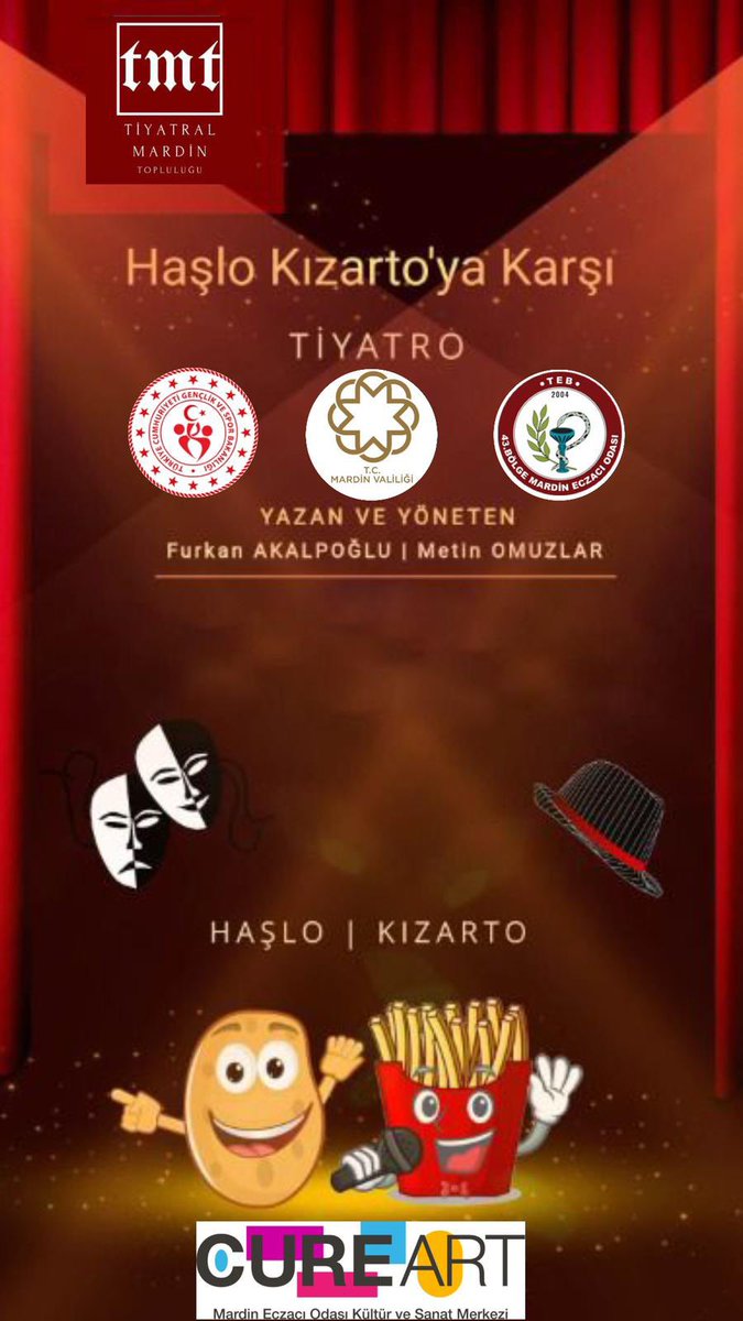 ‘Çocuk her yerde her şartta çocuktur, oyun ister.’ #Mardin Eczacılar Odası’nın çocuklar için düzenlemiş olduğu ‘Haşlo Kızarto’ya Karşı’ isimli tiyatro oyunu için teşekkür ediyorum.
Yaralarımızı hep birlikte saracağız… 🎭🏟️
<a href="/kasapoglu/">Dr. Mehmet Kasapoğlu</a> <a href="/ihsanselimb/">İhsan Selim Baydaş</a>