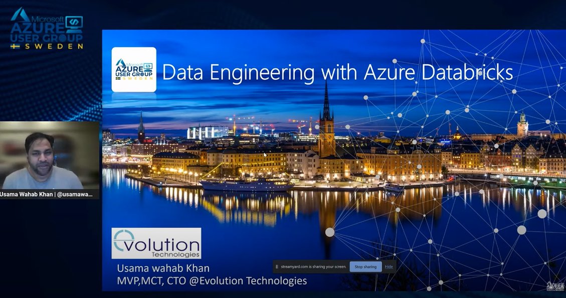 AzugSweden's tweet image. We are live learning about @Azure Databricks for Engineers with our guest speaker, Microsoft MVP, MCT @usamawahabkhan  🎙️🎉

Join us ➡️youtube.com/watch?v=CSGfSm…

Thanks to our community collaborator C# Corner @CSharpDotTV too!

#azuredatabricks #azugsweden #dataengineering