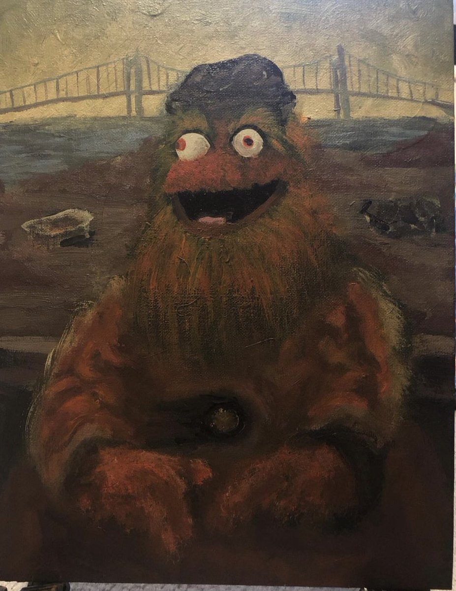 art_by_akitch's tweet photo. I literally painted Gritty as the Mona Lisa https://t.co/469qWgYCvo