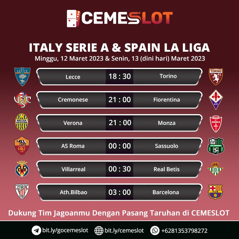 cemeslots's tweet photo. Saksikan Pertandingan BOLA ini &amp; jangan sampai lewatkan kesempatan ini dukung tim kesayanganmu
#cemeslot #bocoranslotgacor #Pajakslot #slotonline #slotterpercaya  #olympusgacor #slotolympus #lfl #medanhits #batamhits #bandunghits #jakartahits #surabayahits https://t.co/LmvKjwtQwn