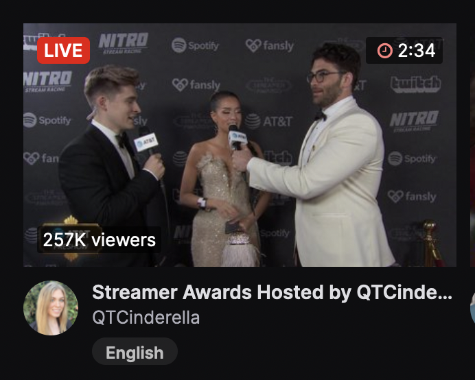 Jay 🎲 on Twitter "RT ostonox QTCinderella's The Streamer Awards has