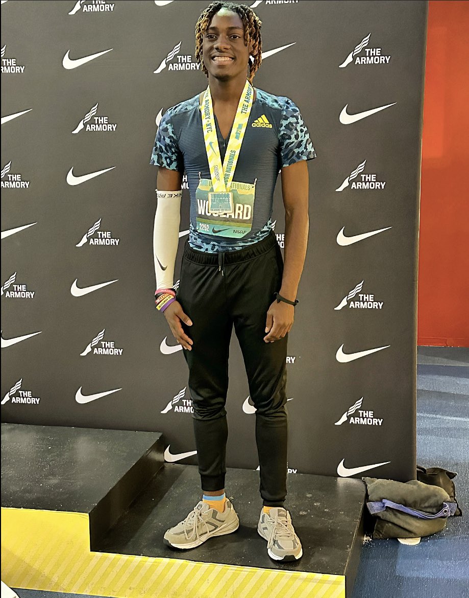 Senior Tylei Woolard , placed 4th today in the boys Long Jump with a leap of 21’8 at Nike Indoor Nationals #NikeNationals