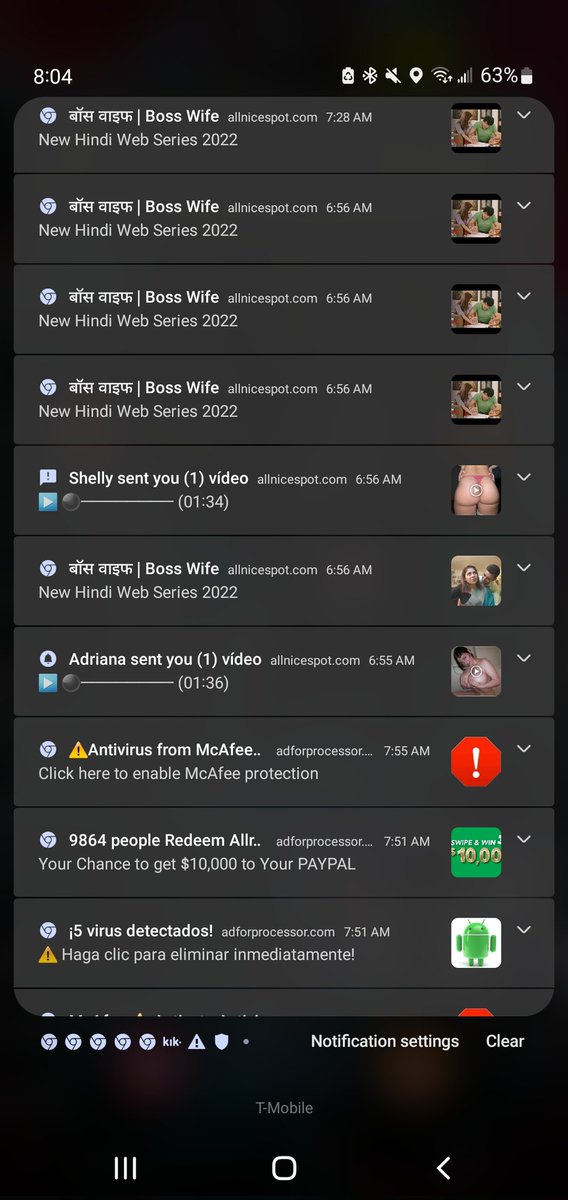 BasedHomieQuan's tweet image. Tfw your filling out a form online and you get one of those plug in pop ups in the middle of it and you're not really paying attention so you tap it, now this is what your notifications look like and no anti-virus or Anti-Malware will remove it.