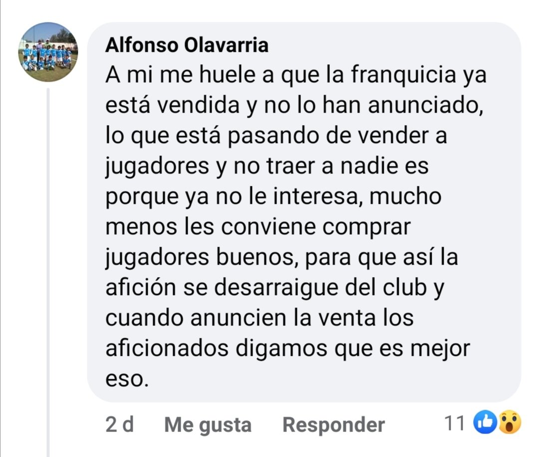 AlfonsoOlva's tweet photo. @JORGEODEPINEDO @ClubNecaxa Es de hace un año, ojalá la boca se me haga chicharrón y no pase esto, pero para como van las cosas, es el rumbo que está tomando todo el asunto. https://t.co/SrWJl6NEmb