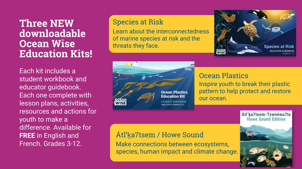 bcscta's tweet image. New resources available from @OceanWiseEdu in both French and English! Check out these free resources for grades 3 to 12. #iteachscience #oceanawareness