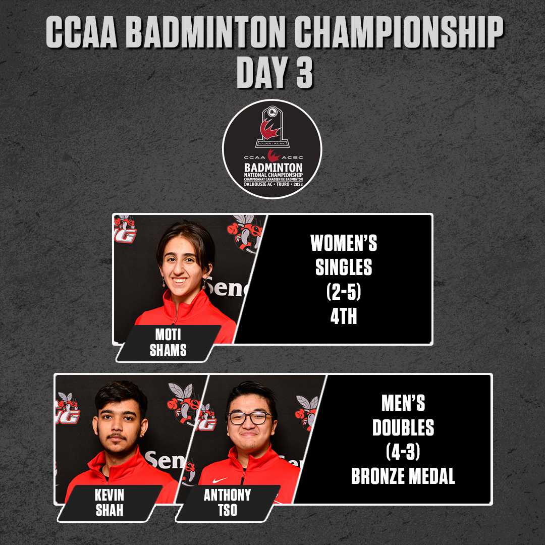 Seneca Sting (@senecasting) on Twitter photo BADM | Anthony Tso and Kevin Shah came away with a national bronze medal today while Moti Shams finished fourth at the #CCAA National Championships.
#BringtheSting @SenecaCollege <a href="/SenecaSSF/">Student Federation</a> <a href="/SenecaAlumni/">Seneca Alumni</a> BADM | Anthony Tso and Kevin Shah came away with a national bronze medal today while Moti Shams finished fourth at the #CCAA National Championships.
#BringtheSting @SenecaCollege <a href="/SenecaSSF/">Student Federation</a> <a href="/SenecaAlumni/">Seneca Alumni</a>