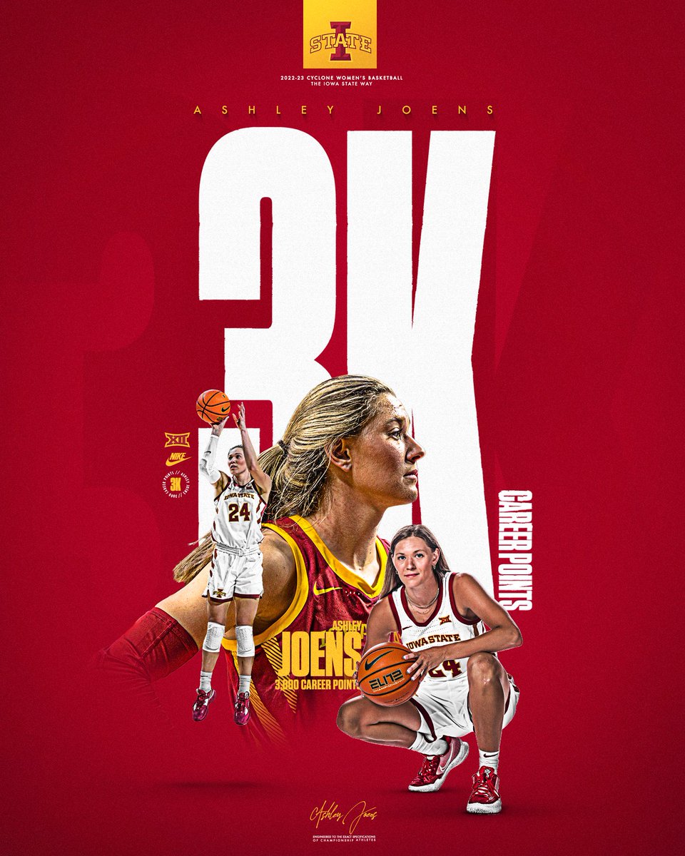 CycloneWBB's tweet photo. 3️⃣0️⃣0️⃣0️⃣!

Ashley Joens is the 14th player in NCAA Division I Women's Basketball history to reach 3K for her career!

🌪🏀🌪 https://t.co/uGCNl09YMO