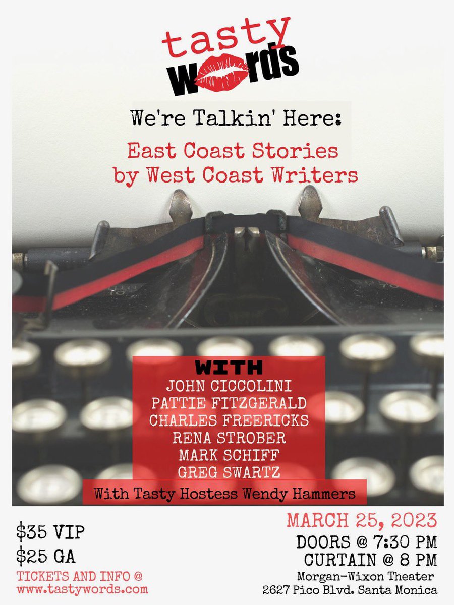 We’re Talkin’ Here features actors, singers, stand up comics and storytellers, sharing hilarious and heartfelt real life stories. Hosted by Tasty Words creator, curator and Jersey girl Wendy Hammers. Tickets here: tastywords.com/tickets/