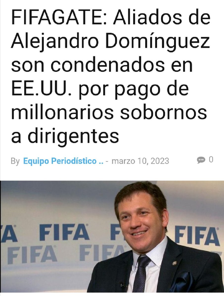 futvarperuano's tweet photo. Recordar que estos ataques nacen en paralelo al FIFAGATE. Caso en el que se encontró culpables a aliados de Alejandro Domínguez (enemigo de Gol TV) por pagos de millonarios sobornos. https://t.co/LJZsinJ1CF