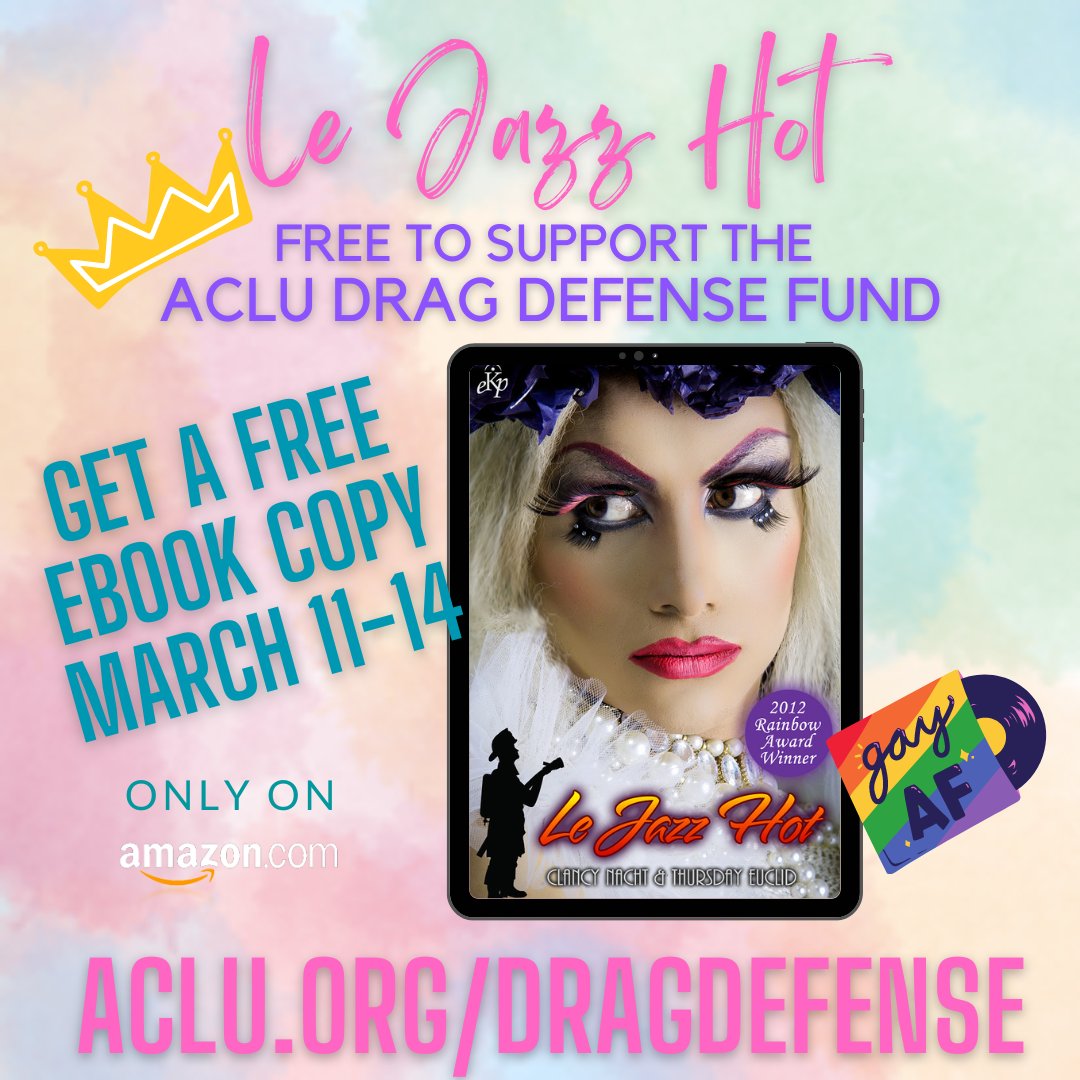 Our #DragQueen #GayRomance LE JAZZ HOT is available #FREE, but I hope that if you do take us up on it, you might consider donating to the ACLU Drag Defense Fund

amazon.com/Jazz-Hot-Clanc…