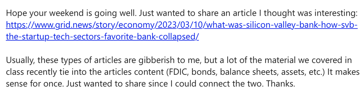 Reason number I lost count on why Econ Ed is more important than personal finance!  When students connect class content to real world news, and understand the implications.  That's more important than learning to balance a checkbook of file your taxes!   #TeachEcon #EconEd