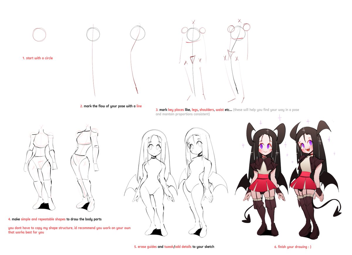 quick guide on how i draw bodies/poses 