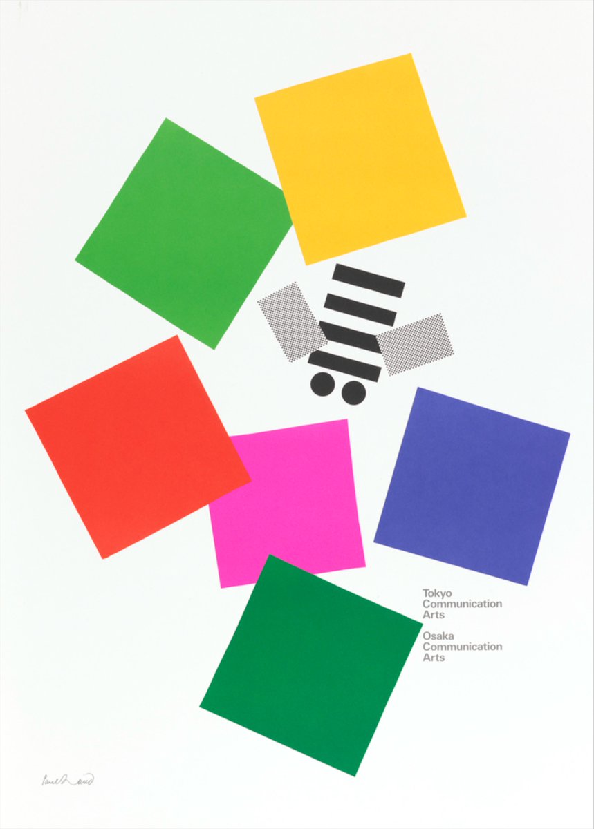 AisleOne's tweet photo. 90s posters by Paul Rand that utilize squares as the main element.

1. Tokyo Communication Arts — 1991
2. 79th Ginza Graphic Gallery Exhibition — 1992

Source: Cooper Hewitt https://t.co/K1ttrwcKlG