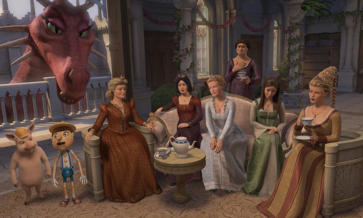 2023 Oscar Best Picture nominees as scenes from SHREK, a thread 🧵 

Women Talking-